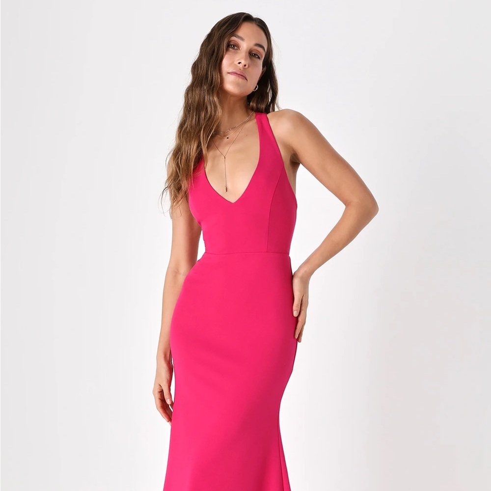 Pleased to Meet Me Magenta Backless Mermaid Maxi Dress